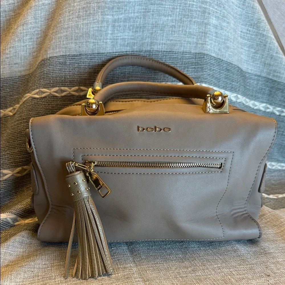 Bebe Taupe Satchel with Tassel Accent - Picture 1 of 7